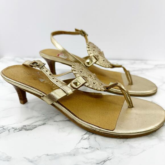 Jack Rogers Georgica Gold Kitten Heel Sandals Size 6.5 - Picture 4 of 7